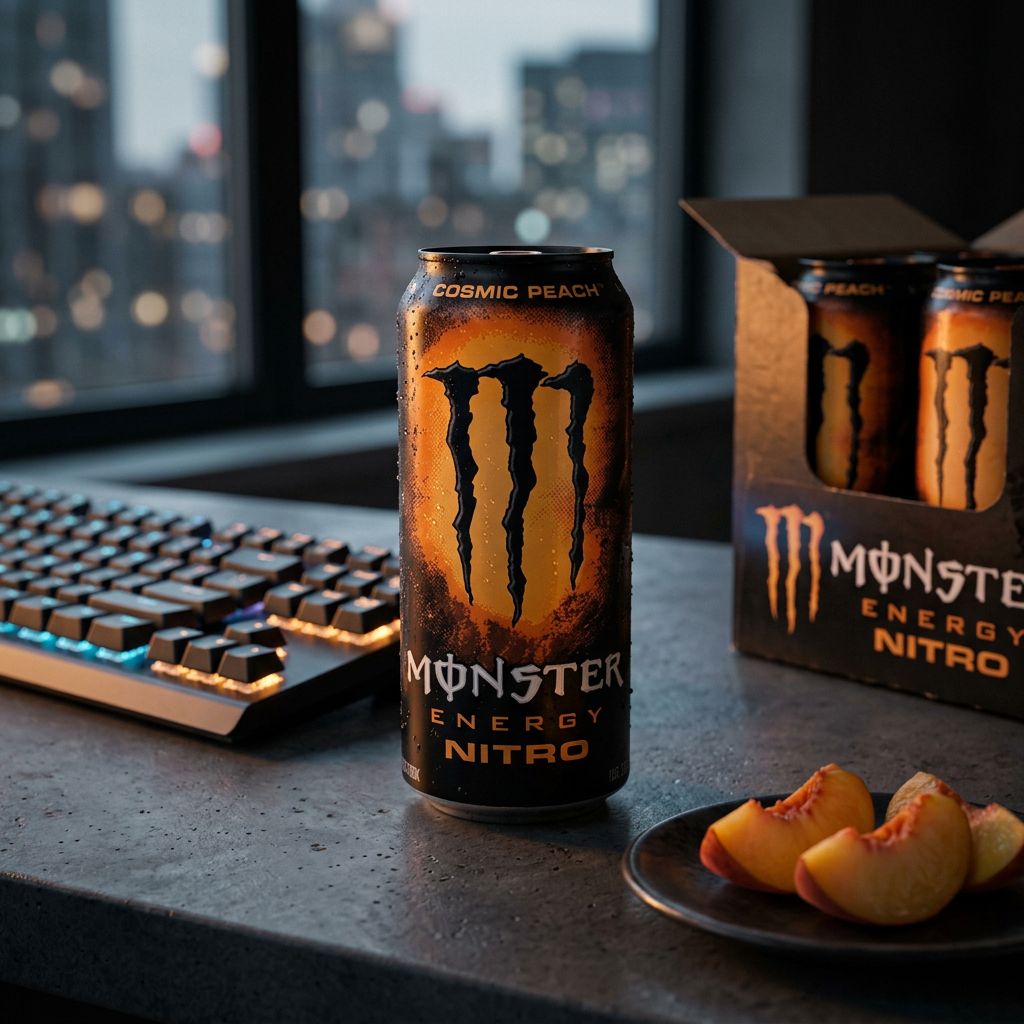Monster Energy Nitro Cosmic Peach, canette 473ml saveur pêche importée des USA, disponible sur My American Shop