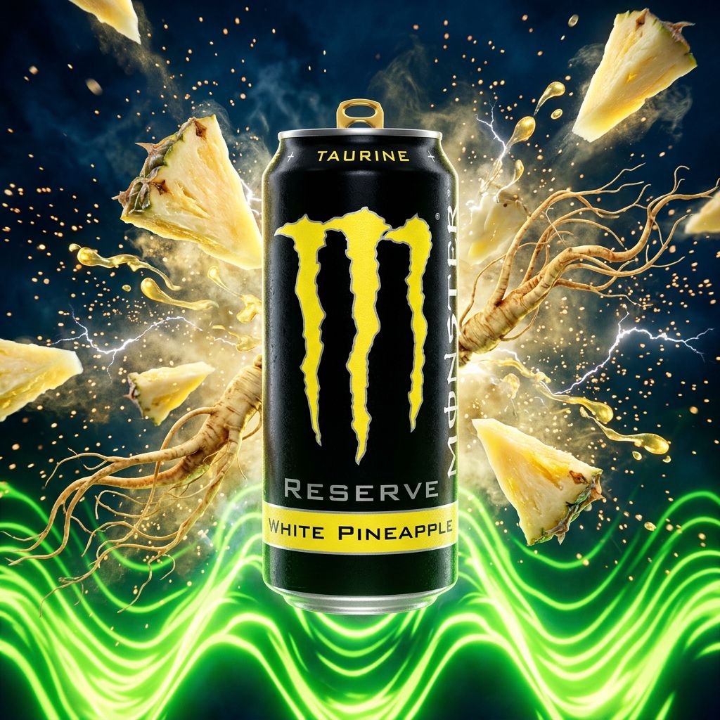 Monster Energy Reserve White Pineapple 473ml, boisson énergisante américaine saveur ananas blanc, disponible sur My American Shop