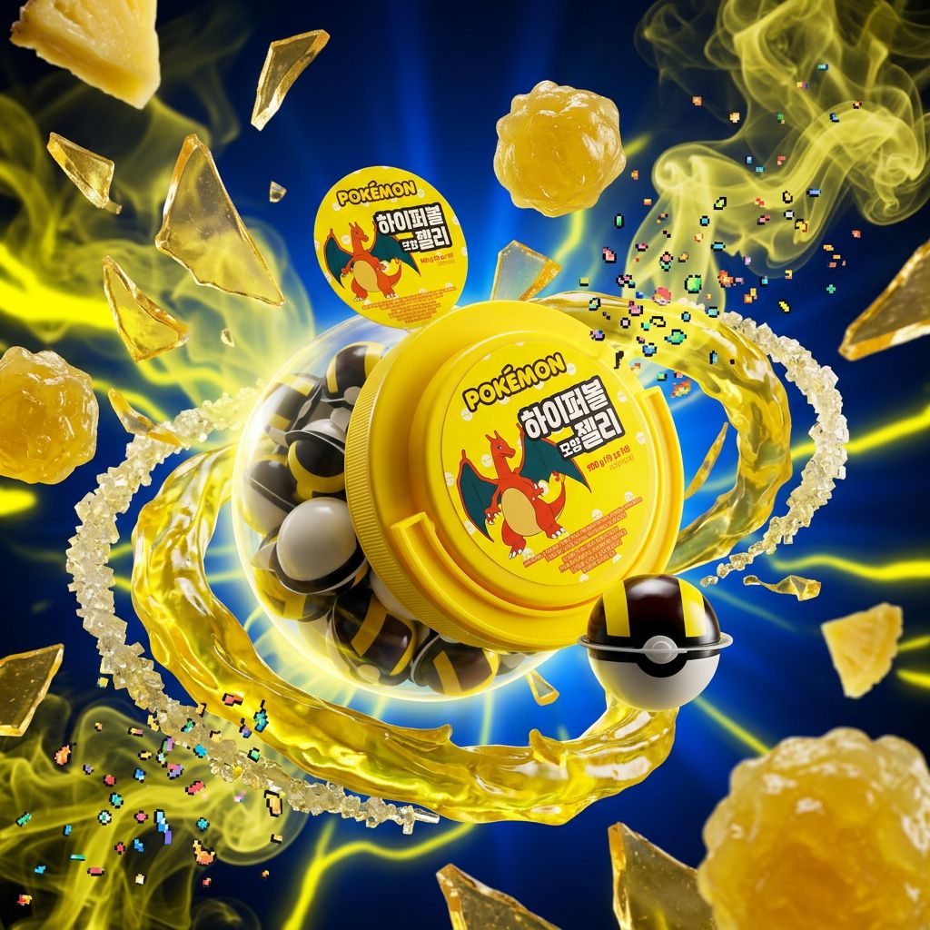 Pokemon Hyper Ball Shape Jelly Yellow, bonbon gelée ananas asiatique en forme de Ball, disponible sur My American Shop