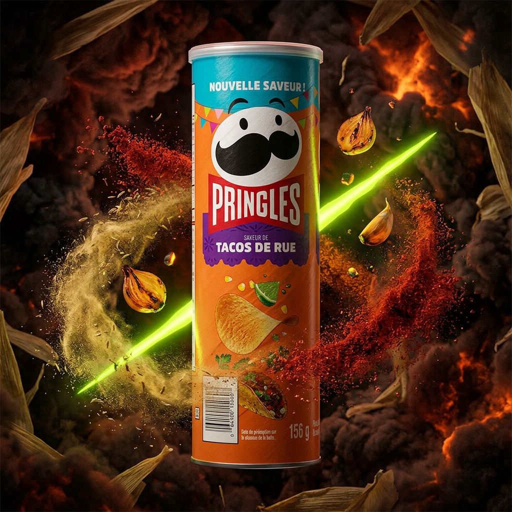 Pringles Chips Street Tacos, saveur taco épicé, tube format américain importé, disponible sur My American Shop