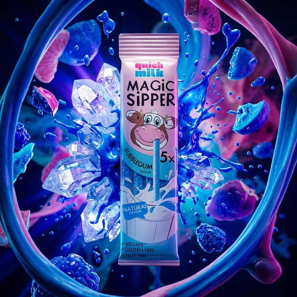 Quick Milk Magic Slipper Bubble Gum colorant bleu E133, chewing-gum importé en forme chausson, disponible sur My American Shop