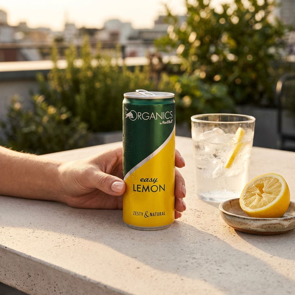 Red Bull Organics Easy Lemon, canette 250ml, boisson gazeuse bio au citron, disponible sur My American Shop