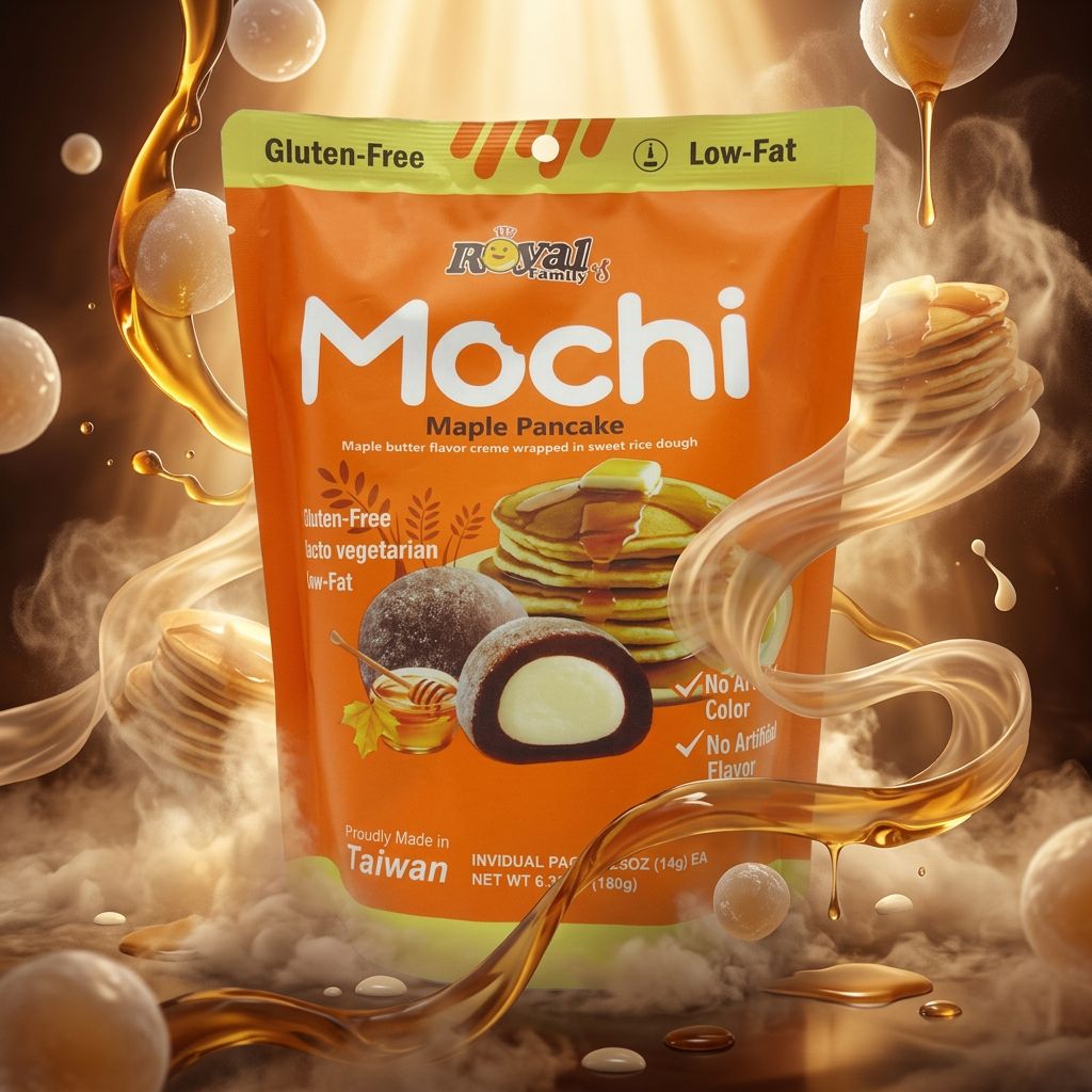 Mochi Royal Family sirop d'érable et miel, pâte de riz gluant fourrage crémeux, snack taiwanais, disponible sur My American Shop