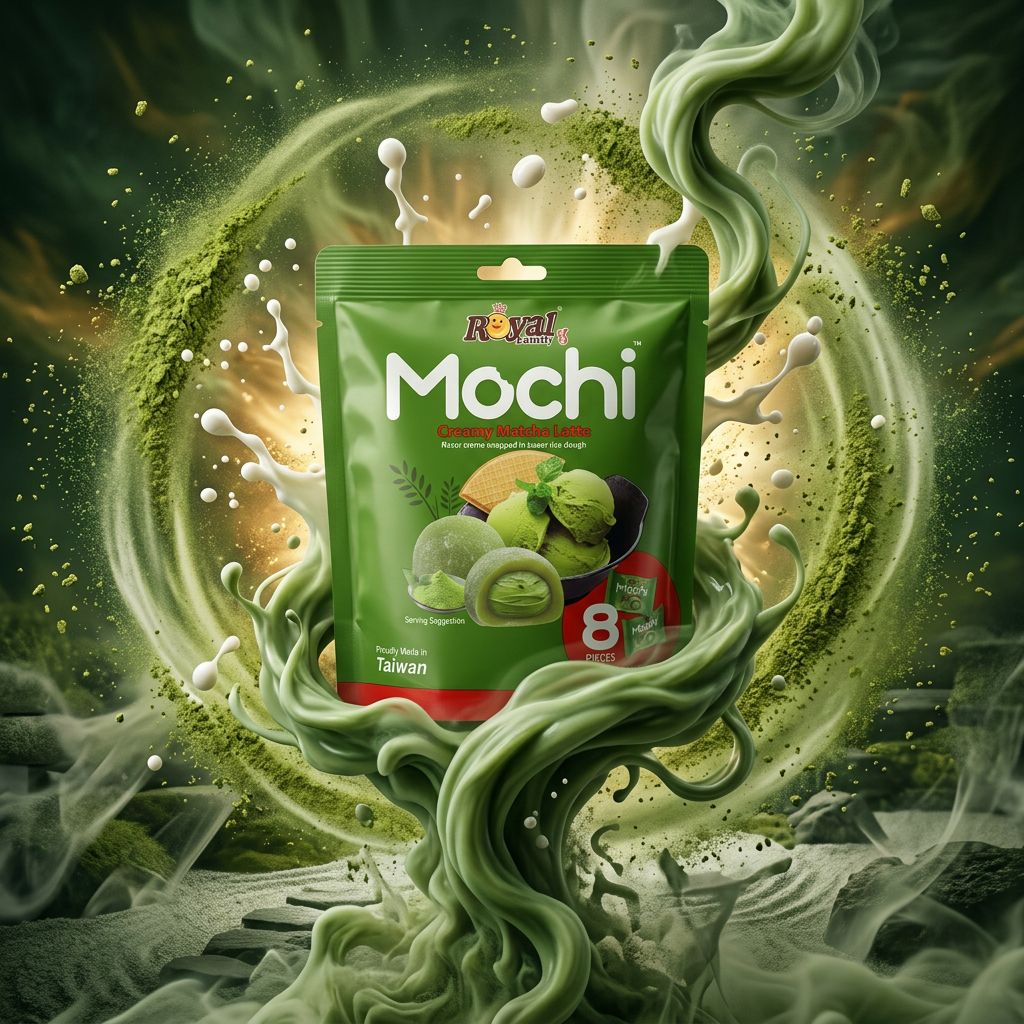 Royal Family Mochi Small Creamy Matcha Latte, snack taiwanais au riz gluant saveur matcha cremeux, disponible sur My American Shop