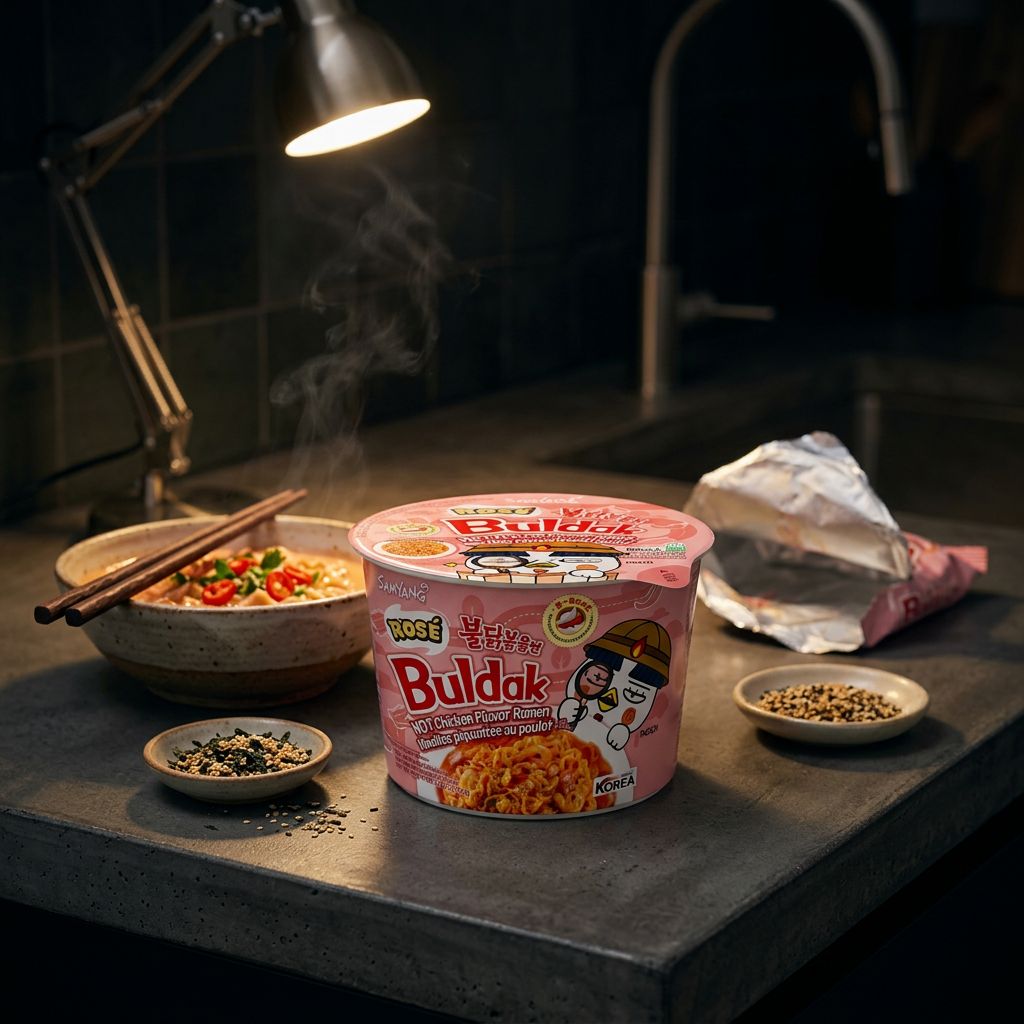 Samyang Ramen Bowl Hot Chicken Rose Sauce, ramen coréen crémeux épicé format bowl, disponible sur My American Shop