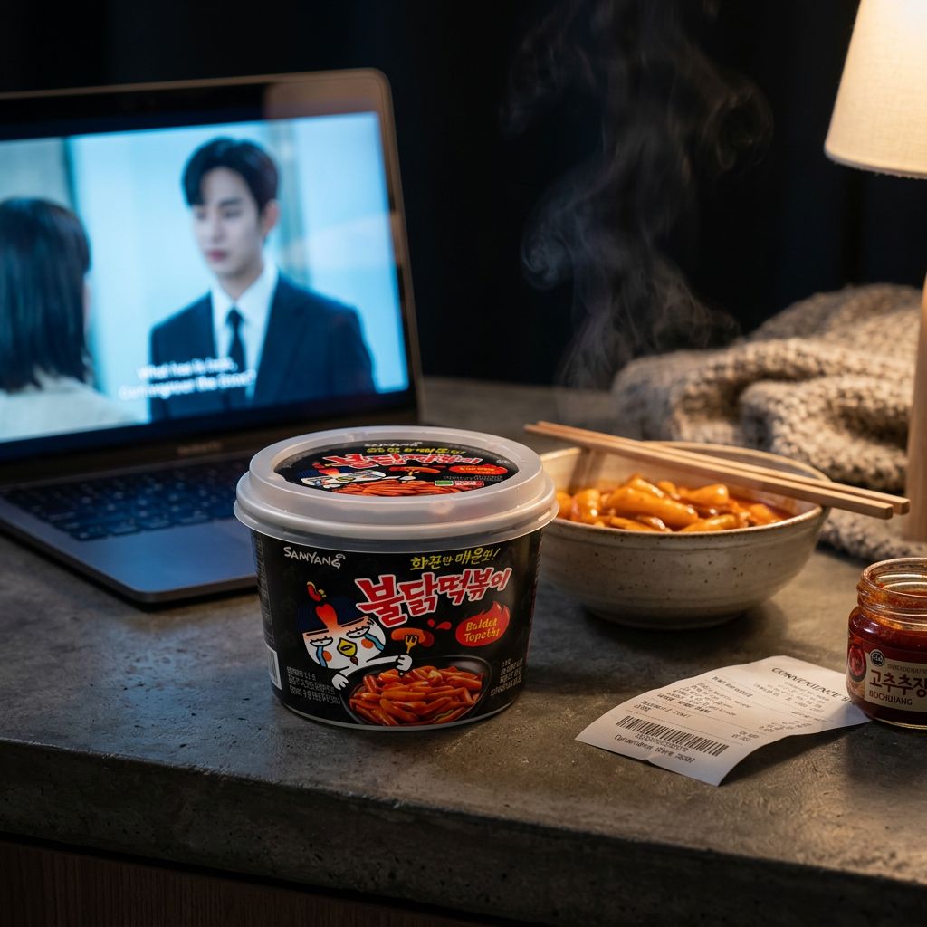Samyang Topokki Bowl Hot Chicken Spicy Big, galettes de riz coréennes pimentées format XXL, disponible sur My American Shop