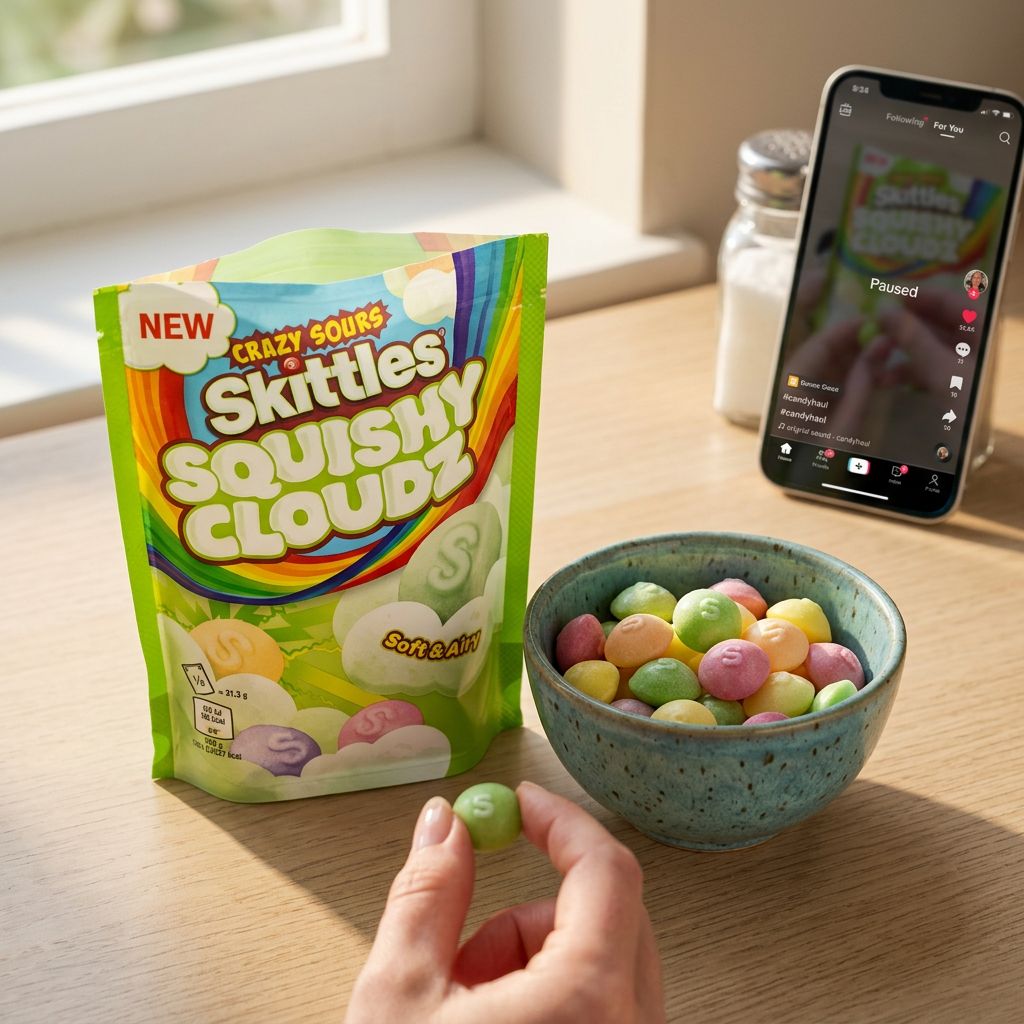 Skittles Squishy Cloudz Sour, bonbons moelleux acidulés multifruits made in USA, disponible sur My American Shop