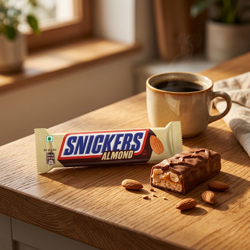 Snickers Almond India, barre chocolatée aux amandes version indienne, disponible sur My American Shop