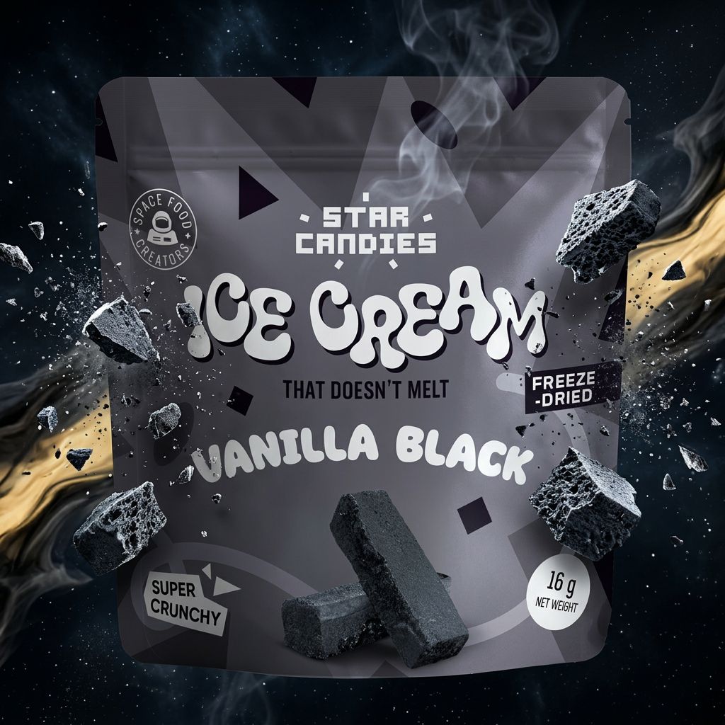Star Candies glace lyophilisée vanille noire format Small, snack américain croustillant, disponible sur My American Shop