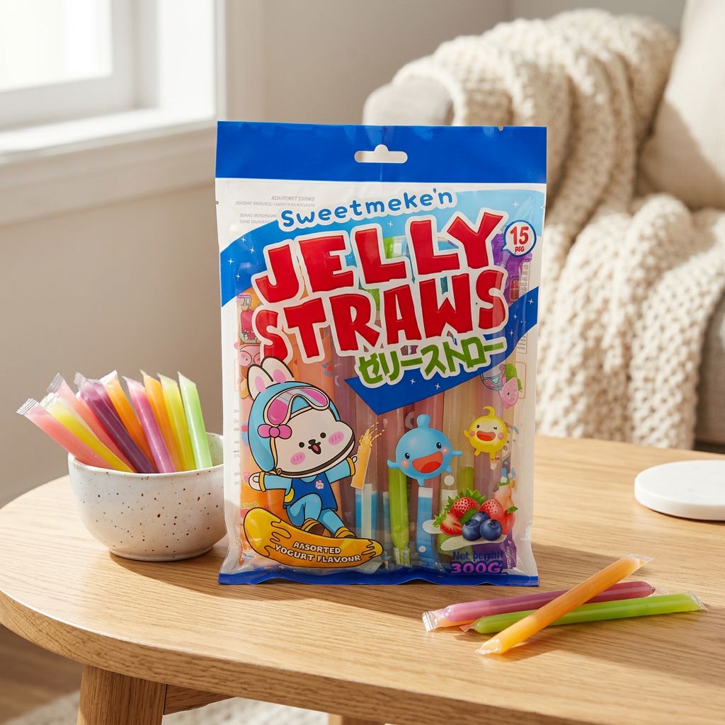 SweetMellow Jelly Straws saveur yaourt fraise peche myrtille, bonbons geleifies importes, disponible sur My American Shop