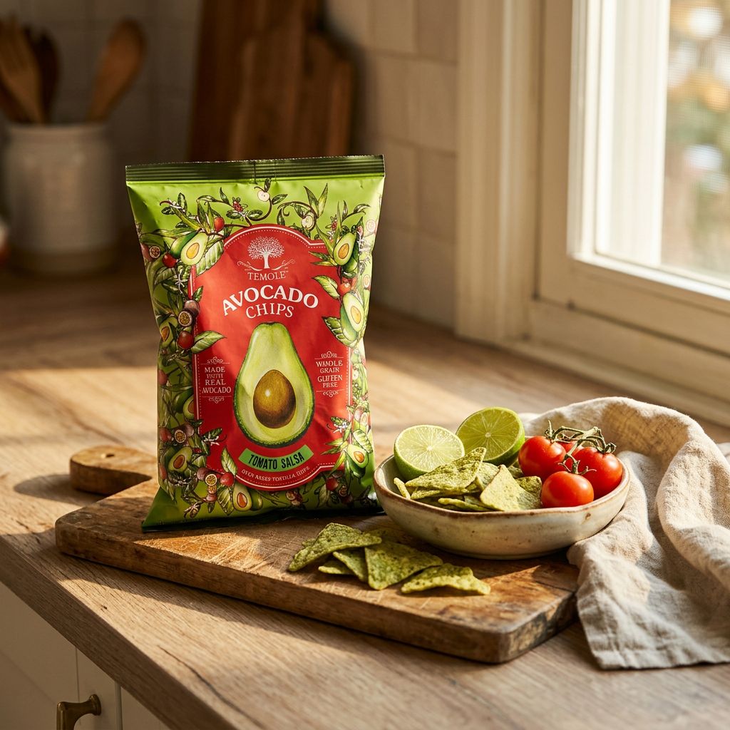 Temole Avocado Chips saveur Tomate Salsa, snack sans gluten américain, disponible sur My American Shop
