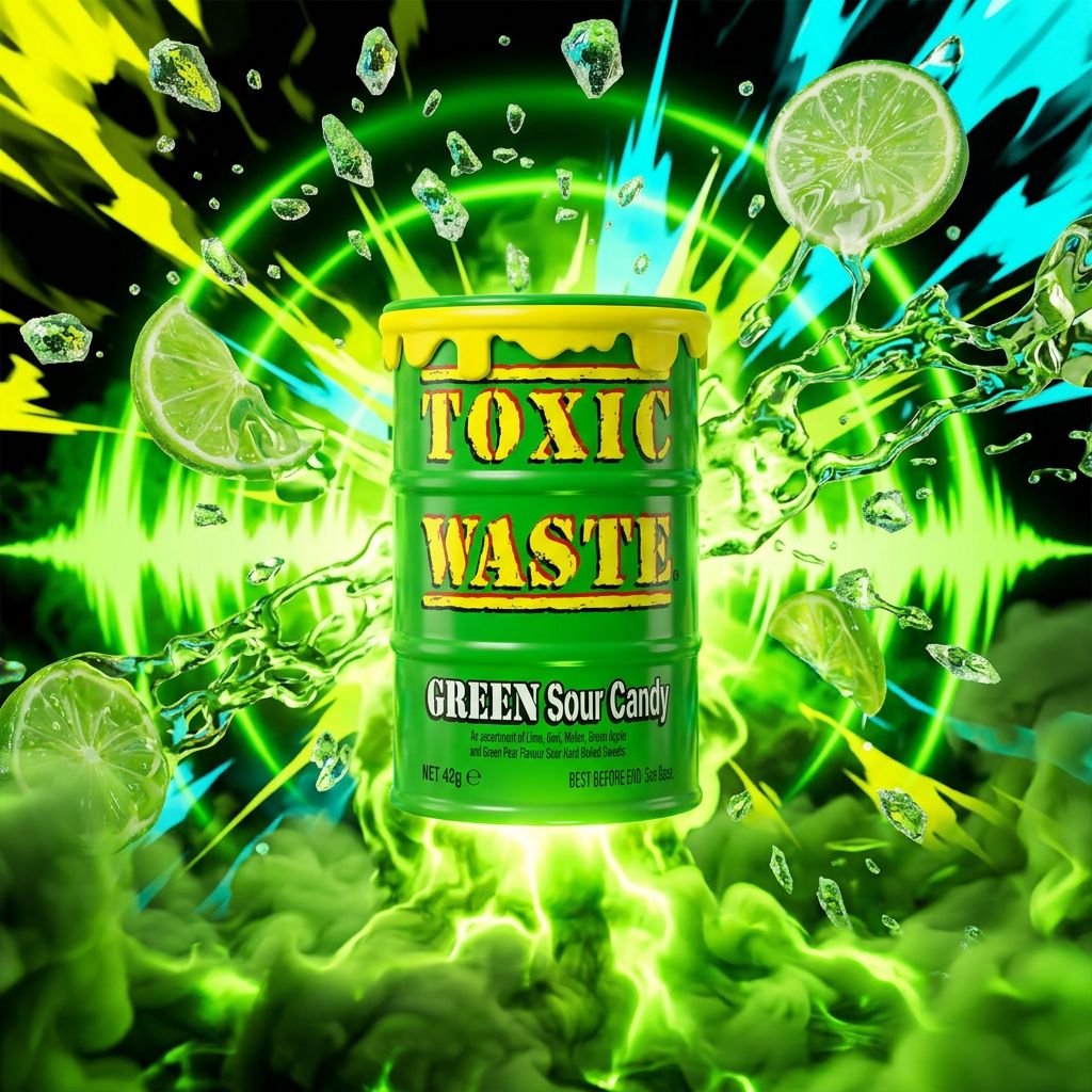 Toxic Waste Caramelle Aspro Verde in Barattolo