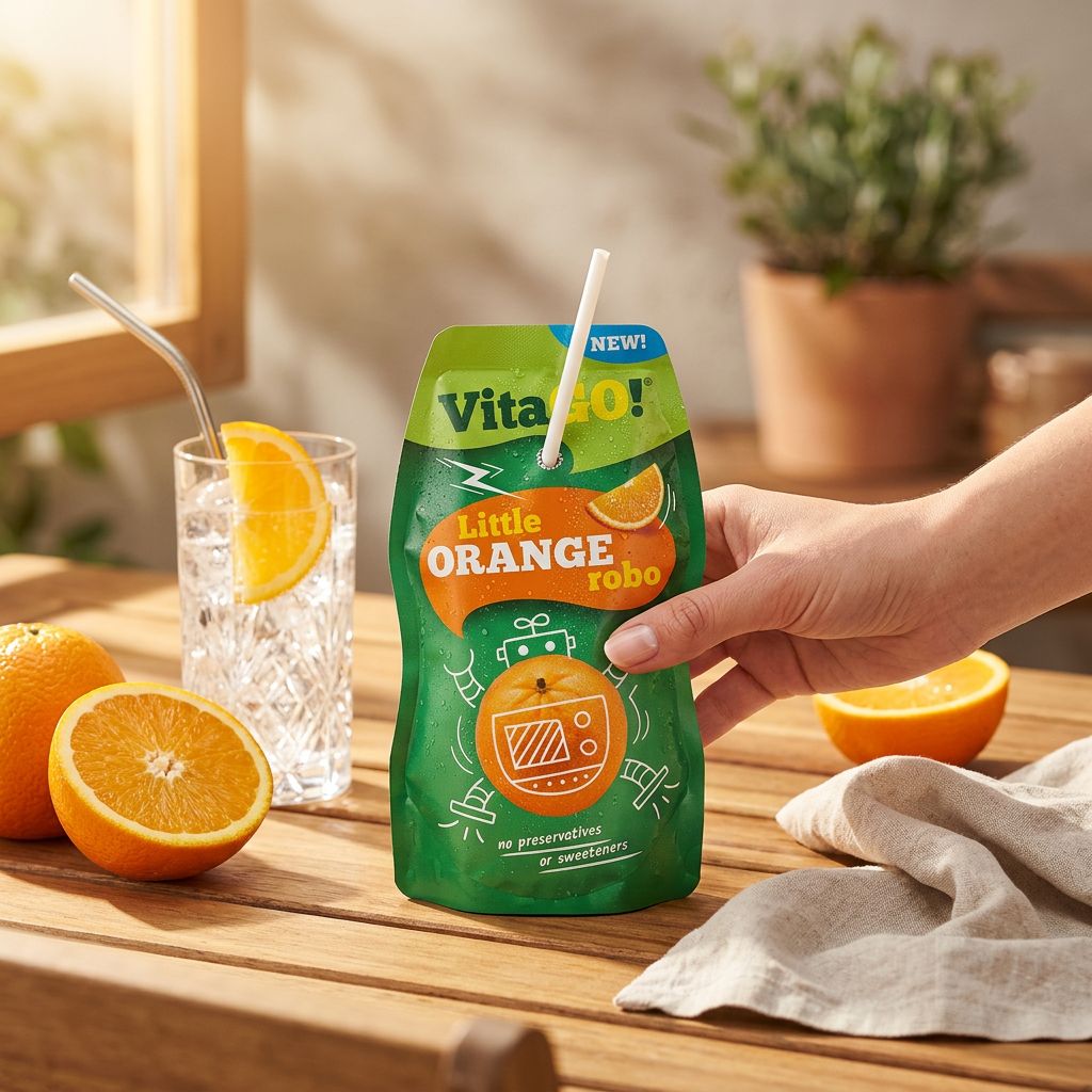 Vitago Orange, boisson fruitée à l'orange en bouteille, importée, disponible sur My American Shop