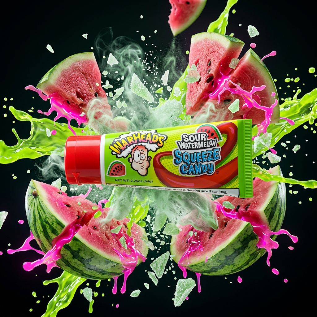 Warheads Squeeze Candy Sour Watermelon, bonbon gel acidulé pastèque américain en tube souple, disponible sur My American Shop