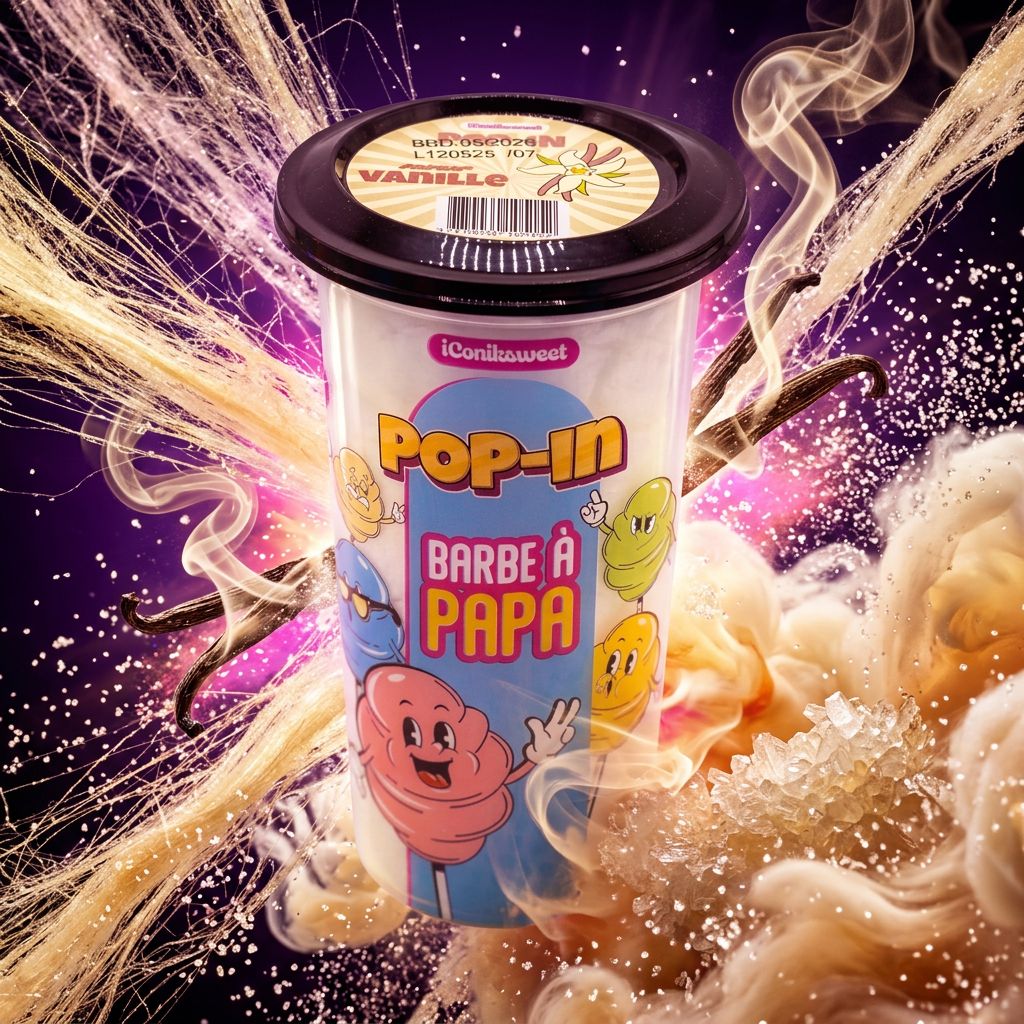 iConiksweet Pop In Cotton Candy Vanilla, barbe à papa américaine premium arôme vanille, disponible sur My American Shop