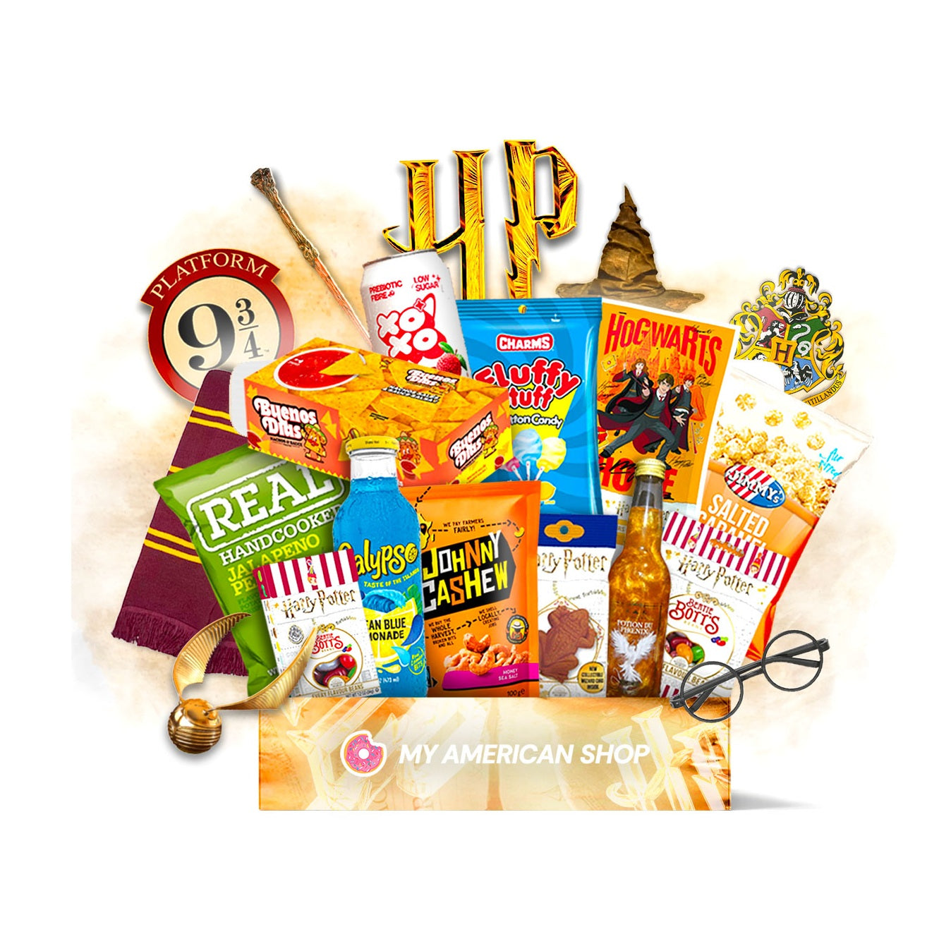 Pack Snacks Harry Potter - Édition Ticket d'Or - My American Shop