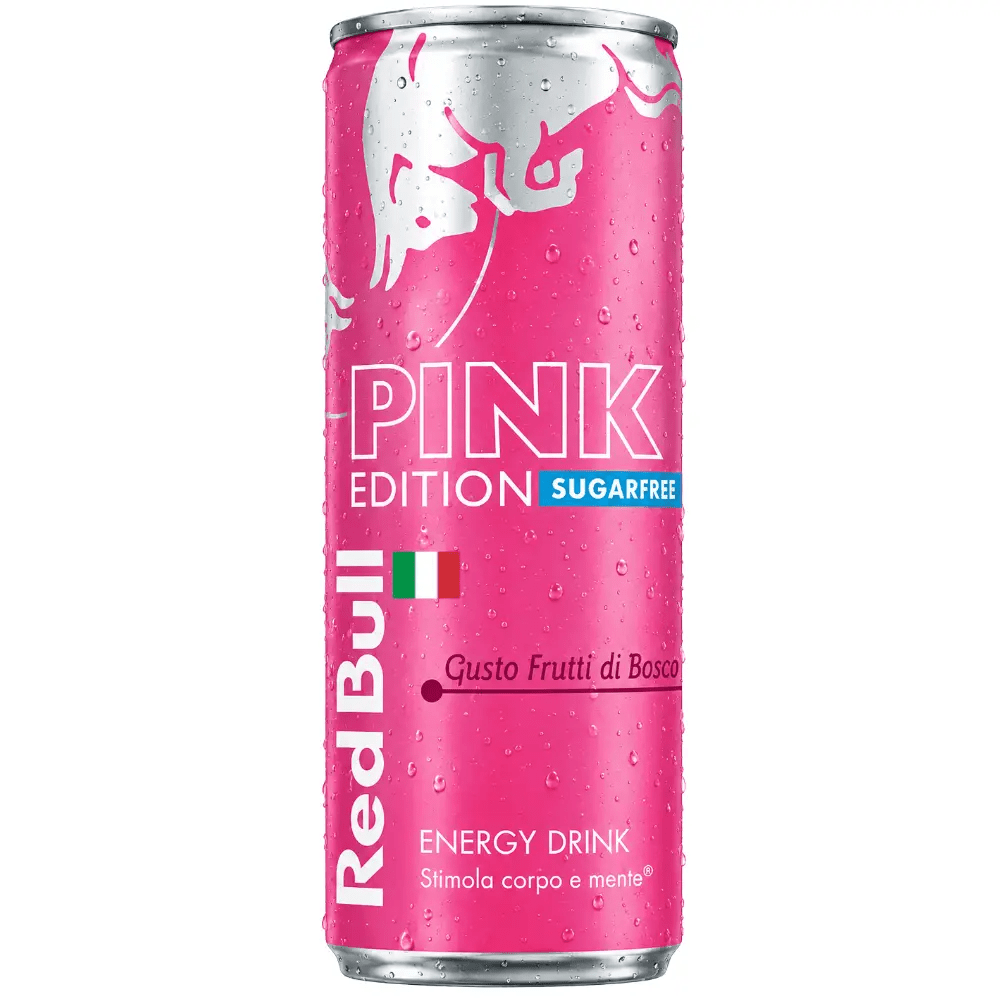 Red Bull Energy Pink Edition ai frutti di bosco senza zucchero
