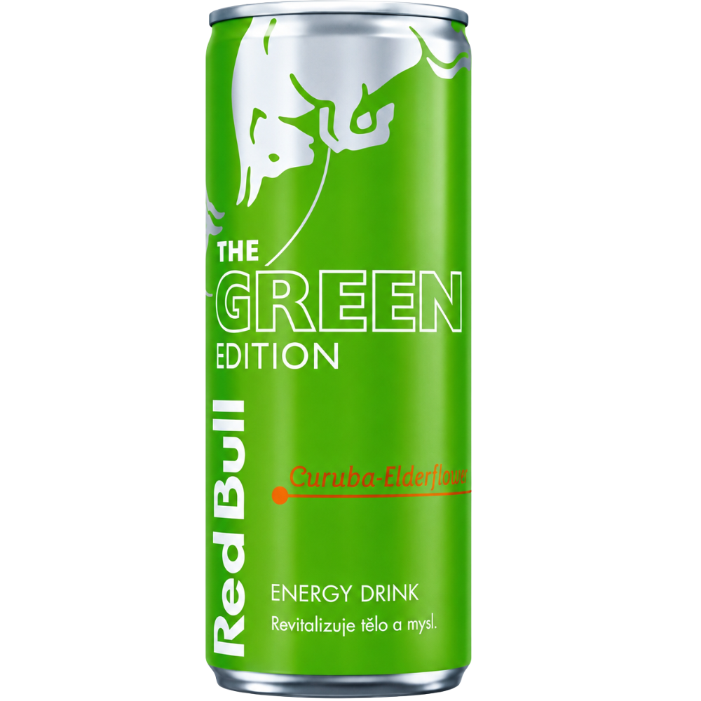 Red Bull Green Edition Curuba Elderflower, canette verte boisson énergisante saveur curuba fleur de sureau