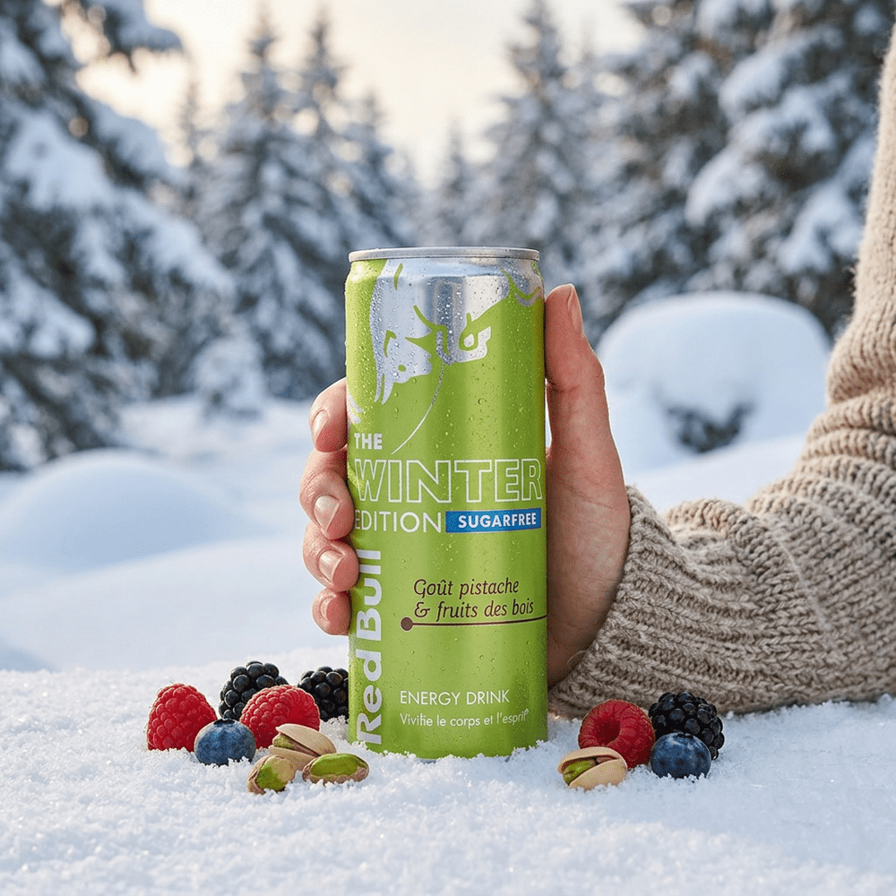 Red Bull Winter Edition Sugarfree Pistachio & Berries boisson énergisante