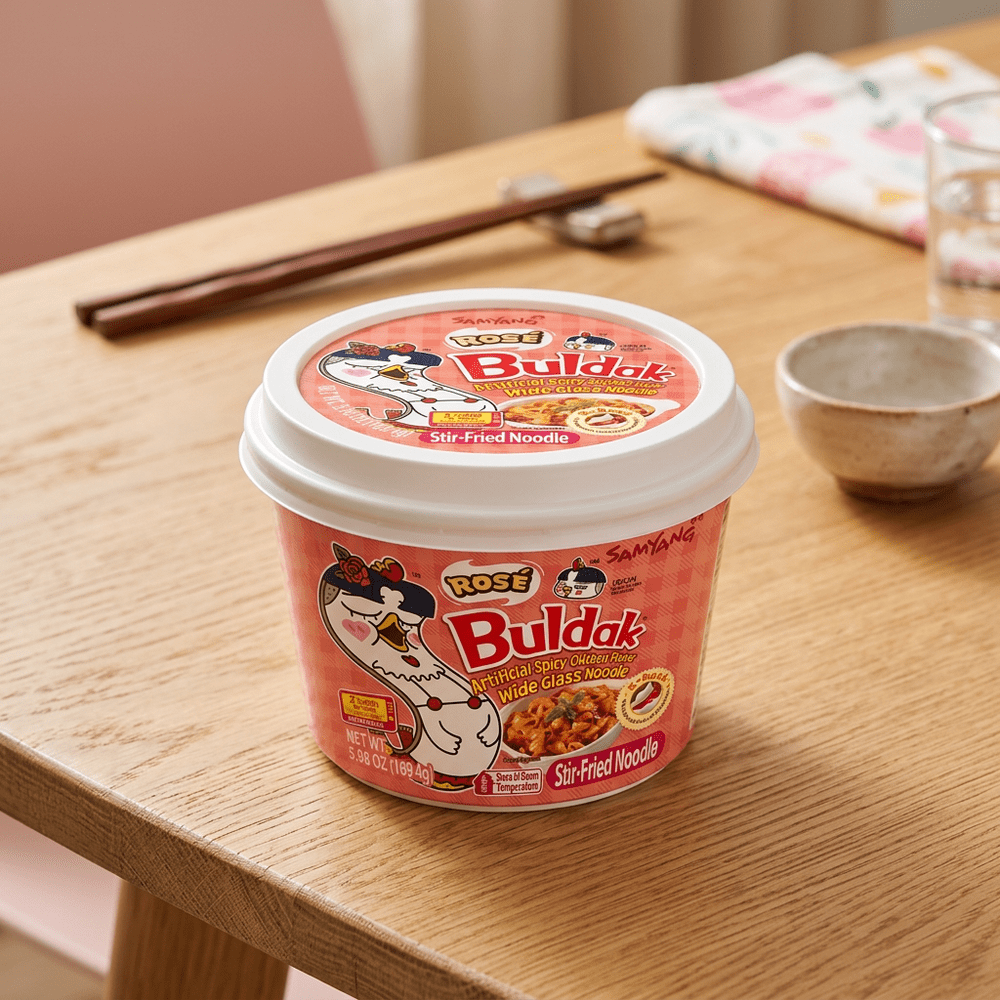 Samyang Buldak Dangmyeon Rose nouilles instantanées coréennes plates et larges