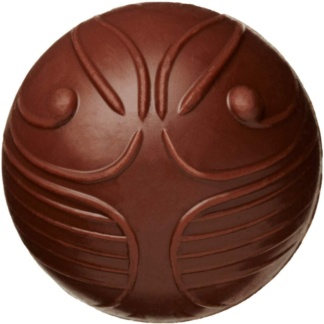 Le Vif d’Or en chocolat, une petite balle avec des motifs linéaires