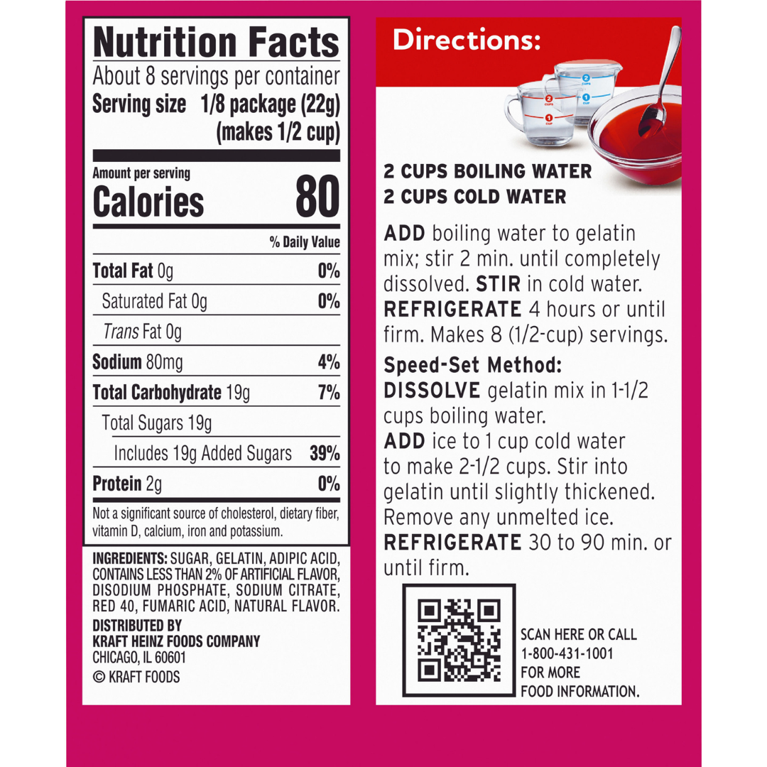 L’arrière du carton rose avec les instructions nutritives encadrés en blanc