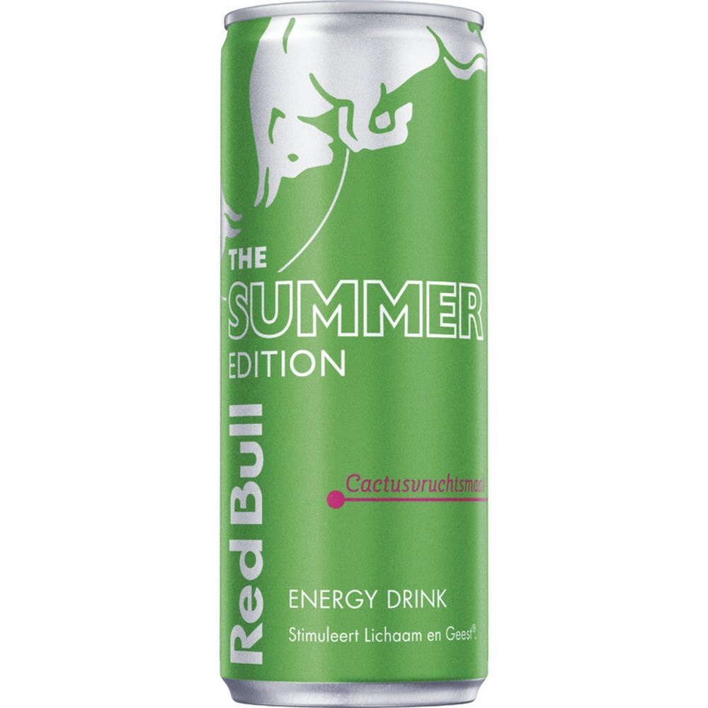 Une longue canette verte avec au-dessus un taureau blanc et en-dessous il est écrit « The Summer Edition », le tout sur fond blanc